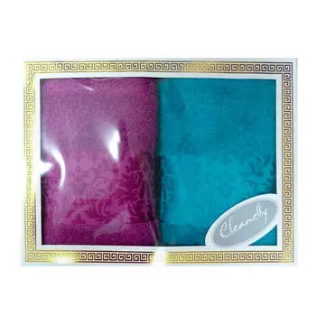 Набор полотенец дм 2шт 50*90см сфарцосо бирюзовый+фиалка кц-2601-2534