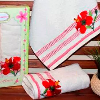 Набор полотенец дм 2шт 50*90см сфарцосо фиалка+фуксия кц-2601-2534