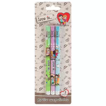 Набор ручек шариковых 3шт лав из автомат блистер