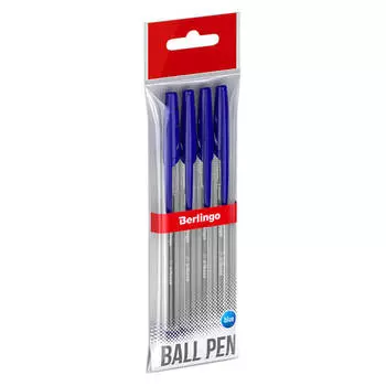 Набор ручек шариковых берлинго трибас 4 шт 1.0 мм синий 305572