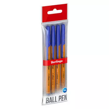 Набор ручек шариковых берлинго трибас оранж 4 шт 0.7 мм синий 305570