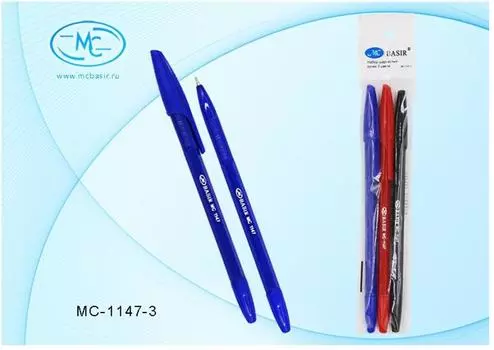 Набор ручек шариковых тукзар 3шт в ассортименте 10800