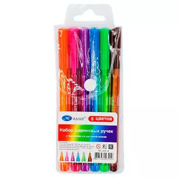 Набор ручек шариковых Tukzar 6шт треугольный корпус в ассортименте 10812