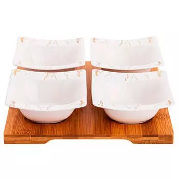 Набор салатников 4 пр 11.5 см Lefard фэнтэзи деревянная подставка 42-360