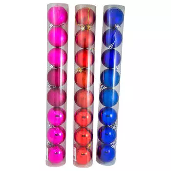 Набор шаров 6см 8шт матовые/глянцевые/блестки ярко-розовые sy18st-299