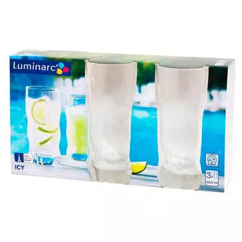 Набор стаканов 400мл 3шт Luminark айси высокие g2764