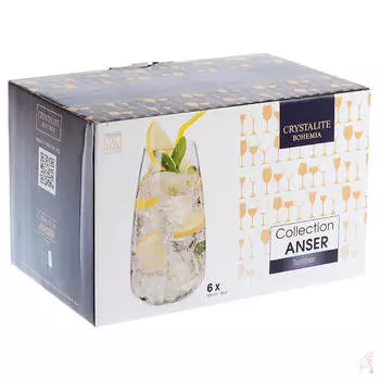 Набор стаканов для воды 550мл 6шт Crystalite Bohemia Anser/Alizee