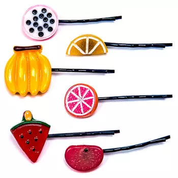 Набор заколок фрукты 6шт 1080