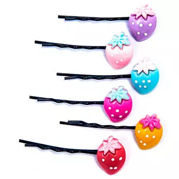 Набор заколок клубнички 6шт 1079