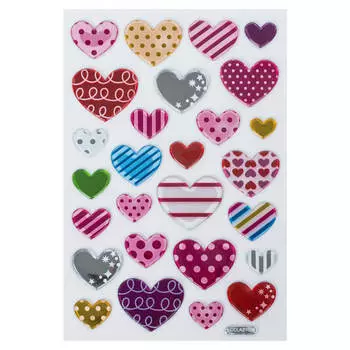 Наклейки объемные Юнландия сердца 10*15см многоразовые 661832