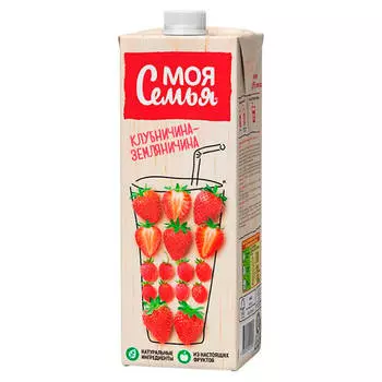 Напиток сокосодержащий Моя семья 0,95л клубничина-земляничина тетра-пак