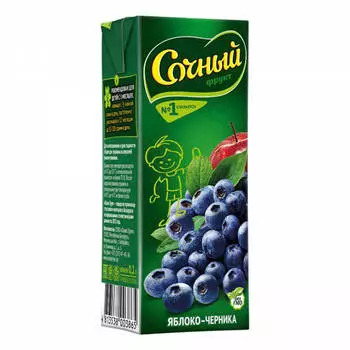 Нектар сочный фрукт 200мл яблоко-черника с 5 месяцев