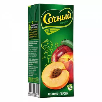 Нектар сочный фрукт 200мл яблоко-персик с 4 месяцев