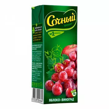 Нектар сочный фрукт 200мл яблоко-виноград с 6 месяцев