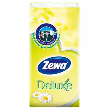 Носовые платки Zewa Deluxe ромашка, 3 слоя, 10шт.