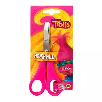 Ножницы 13см Тролли детские с закругленными концами с линейкой на блистере