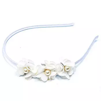 Ободок цветочки белый 1090