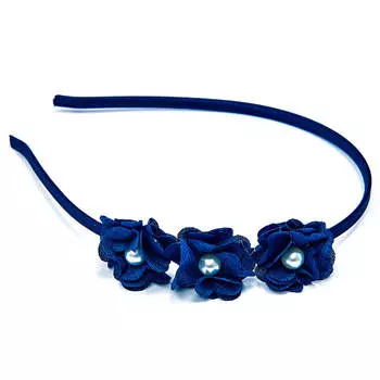 Ободок цветочки синий 1091