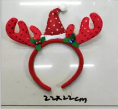 Ободок новогодний с украшениями рогов оленя/колпака 18y258