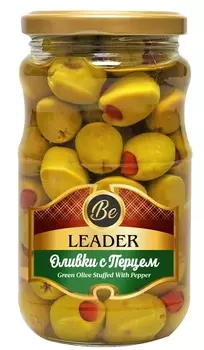 Оливки лидер 350 г с перцем ст/б