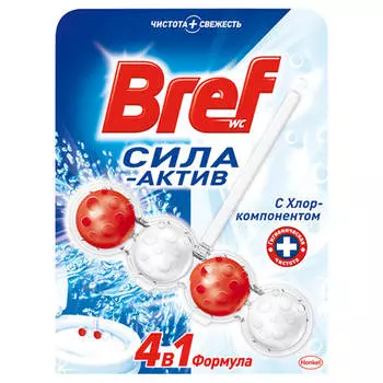 Освежитель для унитаза Bref сила актив 50г с хлор-компонентом