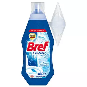 Туалетный блок Bref Гель Волна свежести в виде геля очистителя для унитаза, средство для туалета (36
