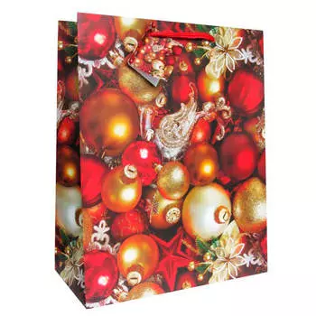 Пакет крафт средний 19*24*8см Новый год Санвест