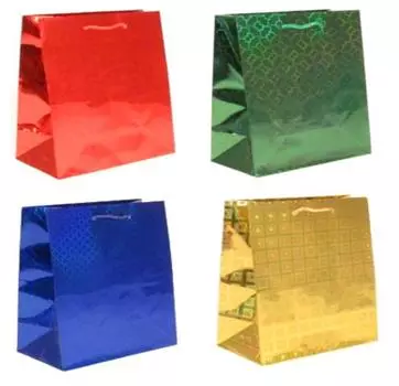 Пакет подарочный голография 12*15 см микрос