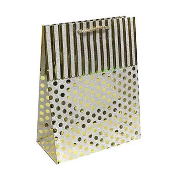 Пакет подарочный горошек 12,8*8,5*16см золотой yx-008-3