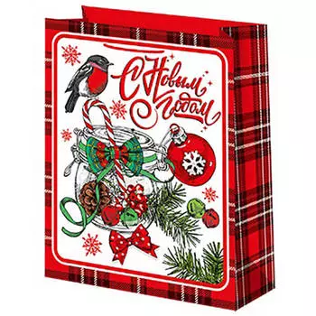 Пакет подарочный ламинированный 18*23 см микрос снегирь
