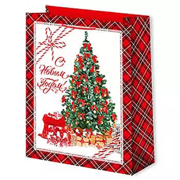Пакет подарочный ламинированный 33*45 см микрос елочка с подарками