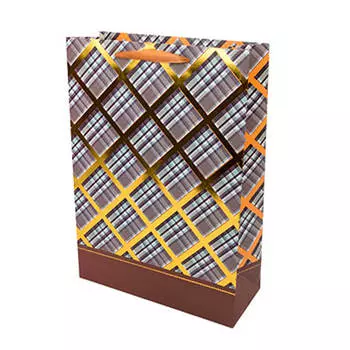 Пакет подарочный ромбы 20*10*25см синий yx-003-5
