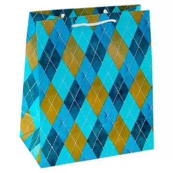 Пакет подарочный ромбы 25,6*12,5*32см синий yx-003 -5