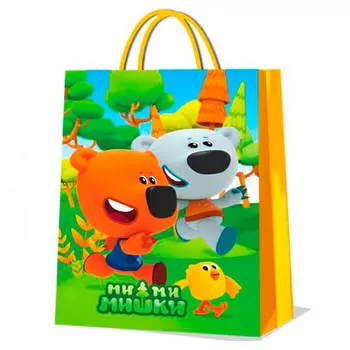 Пакет подарочный веселый праздник 26*32*14см МиМиМишки глянец clrbg-mmm-02