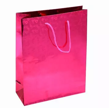 Пакет праздничный 20см голограмма малиновый бумажный yx-002