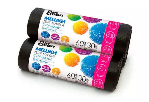 Пакеты для мусора Юпласт 60л 10шт с завязками особо прочные