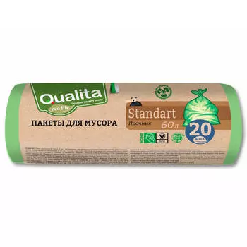 Пакеты для мусора Qualita 60л 20шт Eco Life стандартные
