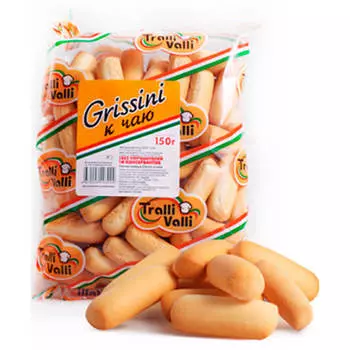 Палочки хлебные гриссини к чаю 150 г тралли валли