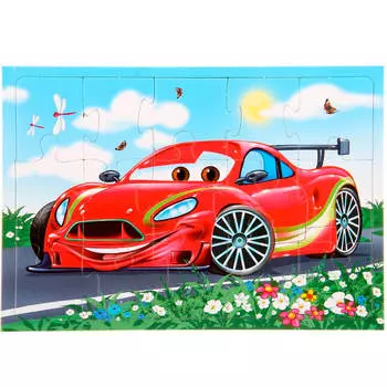 Пазл-рамка 15 элементов красная машинка п15-0798