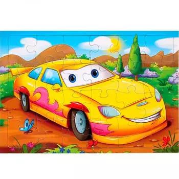 Пазл рамка 24 элементов желтая машина п24-0802