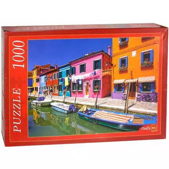 Пазлы 1000 элементов лодки возле ярких домов кб1000-6886
