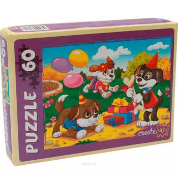 Пазлы 60 элементов щенки на празднике п60-8431