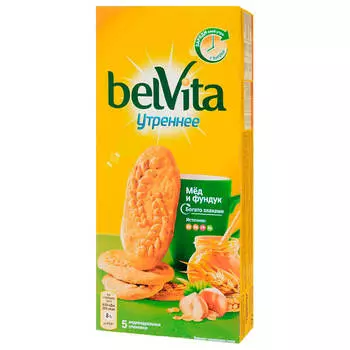 Печенье belVita утреннее 225г витаминизированное с фундуком и мёдом