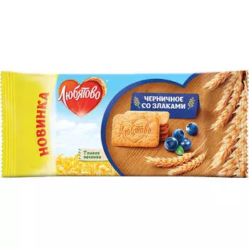 Печенье черничное со злаками 114г Любятово