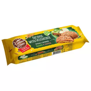 Печенье хлебный спас овсяное 250г мультизлаковое с начинкой яблоко и корица