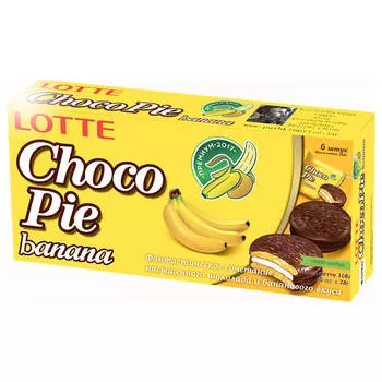 Печенье LOTTE Choco Pie Banana 168г глазированное