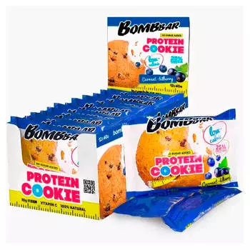 Печенье низкокалорийное протеиновое Bombbar 40гр смородина-черника