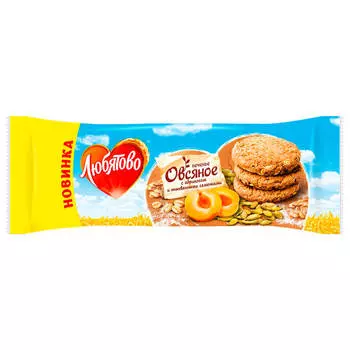 Печенье овсяное 200г с абрикосом и тыквенными семечками любятово