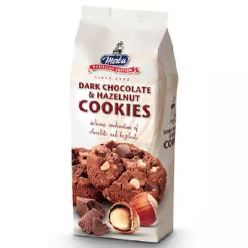 Печенье с горьким шоколадом и фундуком 200г Merba