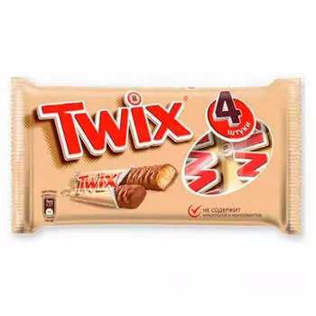 Печенье Twix 220г 4шт*55г с карамелью в молочный шоколад Mars